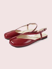 CUCCOO DOLLMOD Women's T-Strap Ankle Buckle Tabi Mary Jane Flats Bright Red Summer Flat Sandals - Red - View 2