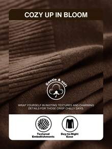 CosyJoli Women's Plus Size Casual Versatile All-Match Solid Color Cardigan Teachers' Day Office Chocolate Brown Autumn - Coffee Brown - View 14
