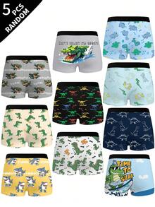 Randomly Ships 5 Of 10 Little Boys Boxer Briefs With Assorted Pixel Dinosaur Prints, Skin-Friendly Soft Fabric For Young Boys - Multicolor - View 8