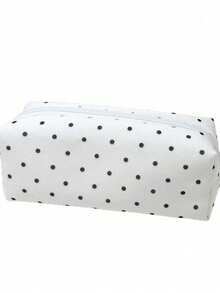 "1pc Sweet Polka Dot Pencil Case, Fashionable Black And White Dot Pattern Pen Bag, Large Capacity Stationery Pouch For Students, Back To School - Pencil Case - View 5