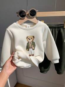 SHEIN 2件套男婴秋冬休闲可爱卡通图案卫衣裤套装，可爱套装，卫衣套装，秋冬套装，小熊套装，婴儿套装 - 彩色 - 查看 6