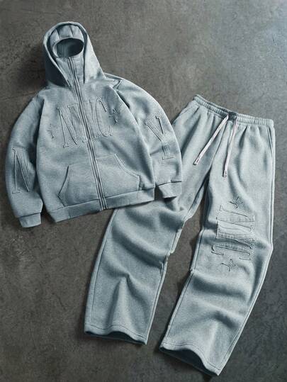 PAVTROS Men's Hooded 2 In 1 Sweatshirt Jacket And Pants Set