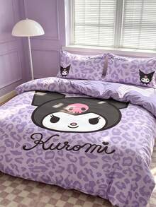 HELLO KITTY AND FRIENDS | SHEIN 3件組可愛卡通印花被套組，磨毛材質，柔軟保暖，多尺寸可選，適用單人床/雙人床/Queen床/King床 - 紫色 - 查看 2
