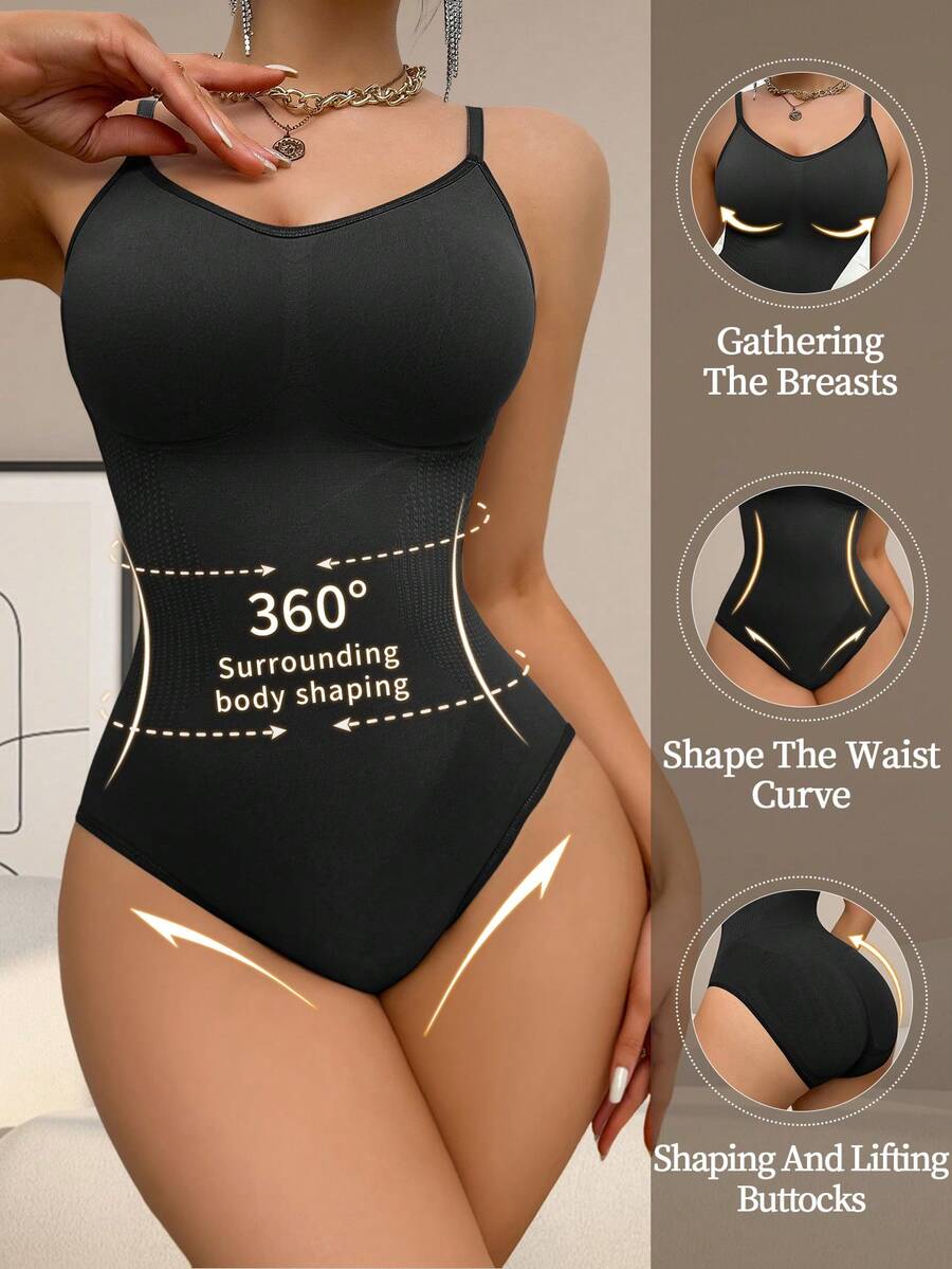 1pc Seamless Women's One-Piece Shapewear - Black - View 1