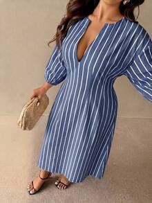 Auralis Plus Size Minimalist Elegant Light Blue Colorblock Beach Club Date Night Formal Rodeo Vacation Dress Summer - Blue - View 3