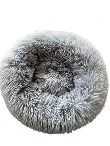 1pc Round Solid Color Plush Pet Bed Soft Cozy Washable Non Slip Deep Sleep Cushion For Small Medium Large Cats Dogs All Seasons Indoor Home Decor Pet Supplies Gift - Dark Grey - View 13