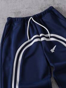 SHEIN Coolqubz Tween Boy Fashion Casual Wide Leg Loose Elastic Waist Sweatpants - Blue - View 5