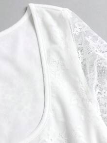 Sweetra Fashion Lace Starfish Metal Buckle Decor Ruched Bodycon Mini Dress, Vacation Beach Style, Suitable For Vacation And Party Wear - White - View 5