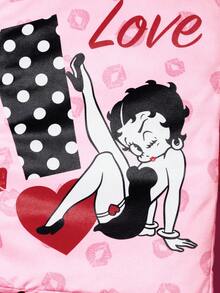 Betty Boop x SHEIN 1個書本造型抱枕，劇情印花，書包形狀，適合沙發、房間、汽車，柔軟抱枕 - 紅色 - 查看 8