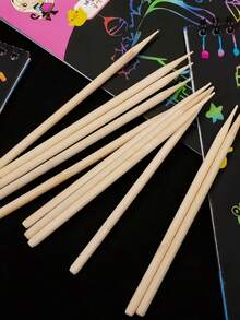 Top Quality Bamboo Scratch Art Stylus Pen Set DIY Drawing Painting Craft Tool Smooth Ergonomic For Creative Durable - Beige - View 4