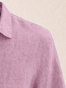 Manfinity Homme Men's Plus Size Casual Modest Versatile Commuter Shirt Vacation Soft Pink Autumn - Pink - View 3