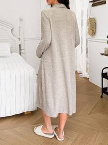 Moonlight&Mama Maternity Casual Knit Sleep Dress Comfortable Home Dress - Khaki - View 2