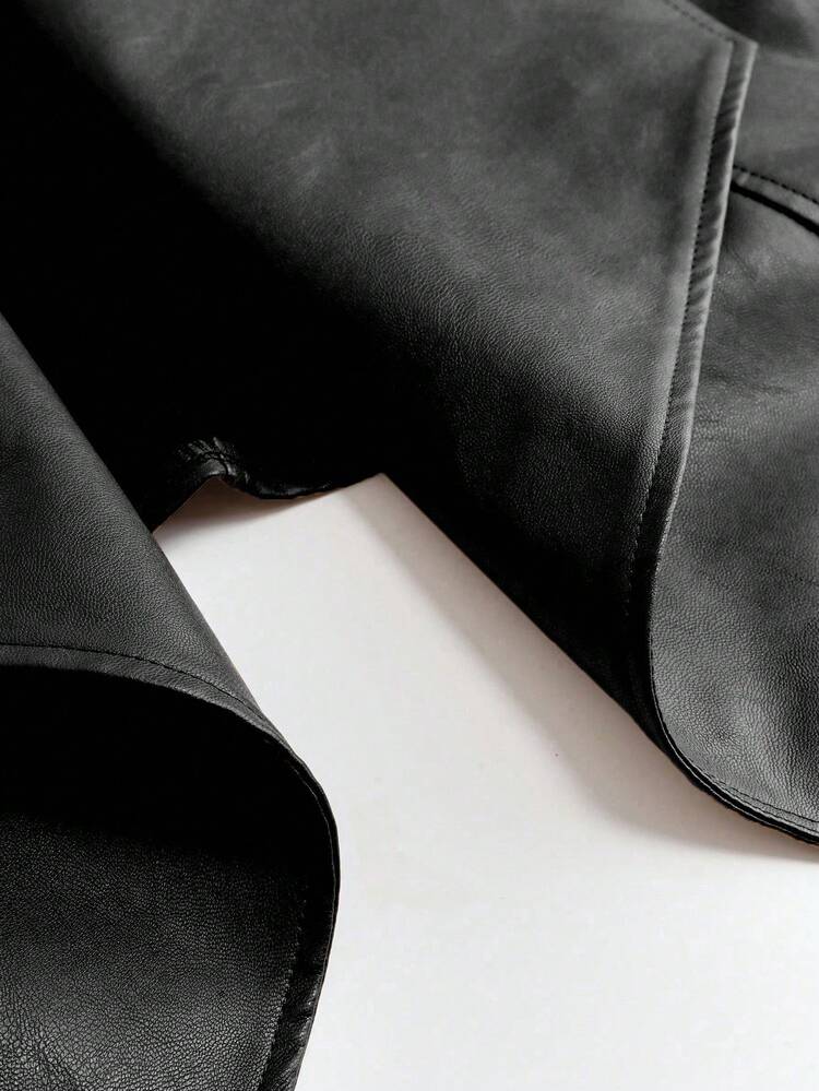 SHEIN Clasi جاكيت كاجوال بلا أكمام بطراز رجعي مقاس كبير - الأسود - مشاهدة 6