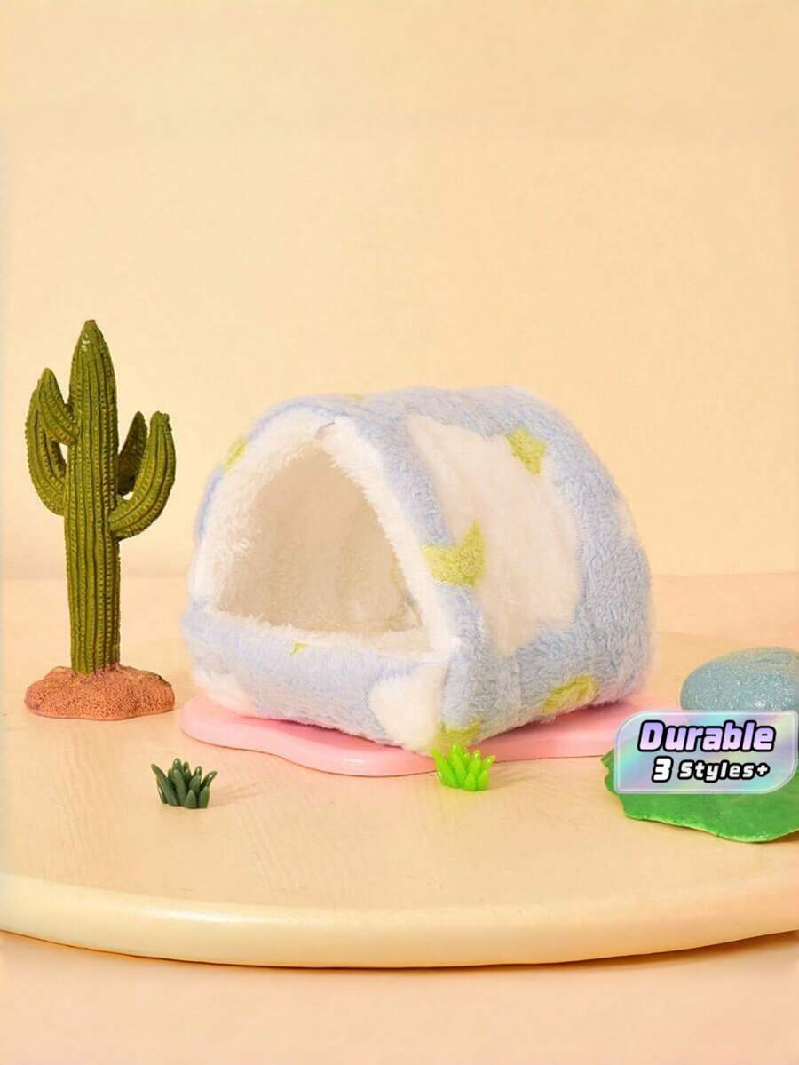 1Pc Thickened Fleece Four Seasons Pet Cotton Nest, Warm Fluffy Sleeping Hut For Hamsters, Golden Bears, Mini Rabbits, Parrots And Other Small Animals - multicolor - View 1