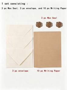 Retro Envelope Paper Set, Including Linen-Textured Envelopes, Writing Paper, And Thank-You Stamp Stickers. Suitable For Making Invitations, Greeting Cards, Love Letters, Letters, Mother's Day Gift Cards, And Stationery Items. - Apricot - View 9