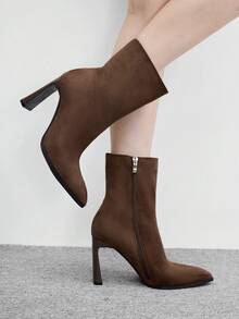 CUCCOO BIZCHIC Classic Western-Style Women's Low-Heeled Platform Boots, Suitable For Daily And Festive Occasions In Autumn And Winter - Coffee Brown - View 1