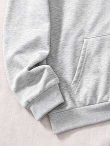 青少年女孩休閒時尚可愛粉色花卉圖案刺繡套頭運動衫 - 淺灰色 - 查看 4