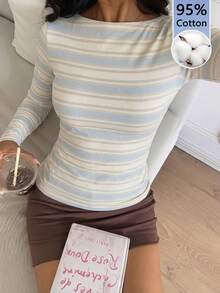 CovetEZ 95%棉全印花女款方領長袖T恤 - 彩色 - 查看 6