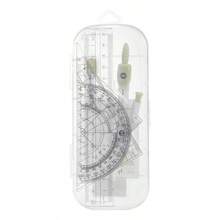 Juego de 8 piezas de compás y regla para dibujo de exámenes estudiantiles, kit de herramientas matemáticas de geometría multifuncional con compás, reglas, recambios de goma de borrar y caja de almacenamiento para útiles escolares - Multicolor - Ver 5