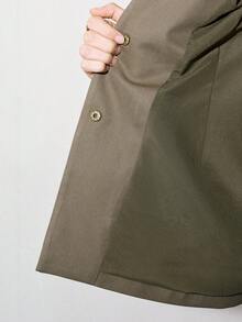 MOTF PREMIUM Mantel Trench Komuter Wanita Warna Hijau Army dengan Ikat Pinggang dan Sabuk - Hijau - View 8