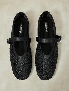 Styleloop Ladies, Willow Nails, Buckles, Flat Shoes. - Black - View 5