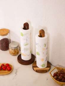 1pc Wooden Desktop Paper Towel Holder Dispenser Storage Rack For Kitchen Dining Table Multi Purpose Organizer For Cling Wrap Plastic Bags Rustic Farmhouse Home Decor Stocking Stuffers Christmas Gift Idea Must Haves - Multicolor - View 3