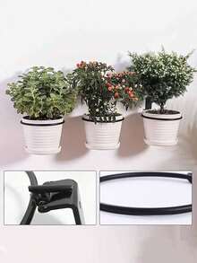 4‑Piece Wall‑Mounted Flower Pot Holder, 6‑Inch/8-Inch Flower Pot Stand, Ring‑Shaped Foldable Iron Flower Pot Hook, Suitable For Indoor And Outdoor Use, Small Foldable Metal Plant Rack, Flower Pot Support For Outdoor Gardens, Balconies - Black - View 5
