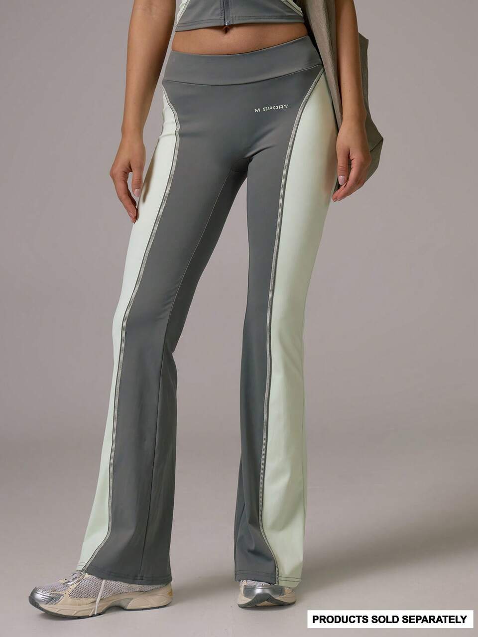 Sport Grey Contrast Colour Blocked Side Detail Flared Active Coord Leggings