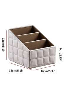 Cirelle 1Pc 3-Compartment Leather Storage Box, Stationery Storage Box, Item Storage, Suitable For Bedside, Office, Living Room, Minimalist Desktop Office Storage, Can Hold Remote Controls, Stationery - Multicolor - View 11