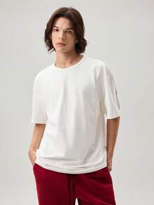 Vaulklash Men's Round Neck Letter Print Casual Short Sleeve T-Shirt, Summer - White - View 4