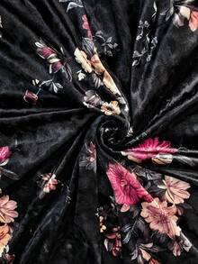 Linhara CURVE Plus Size Lady's Velvet Casual Printed Shirt - Black - View 6