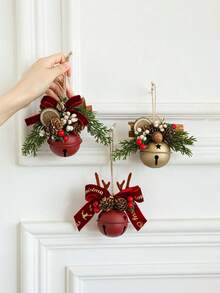 Christmas Tree Ornament Set Star Snowflake Bell Hemp Rope Berry Charm For Xmas Tree Hanging Door Wall Party Decor Winter Holiday Scene Home Accessory Supplies - 8Pcs - View 5