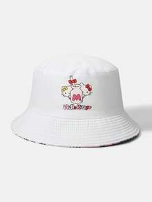 HELLO KITTY AND FRIENDS | SHEIN 1PC Casual Sports Model, Cute Lady Fisherman Hat, IP Joint Design Model, Suitable For Daily, Casual - White - View 7