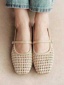 Rosivie Woven Casual Versatile Breathable Comfortable Women Flats For Christmas - Light brown - View 4