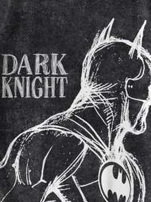 BATMAN X SHEIN 男士夏季休閒角色印花短袖T恤 - 白色 - 查看 4