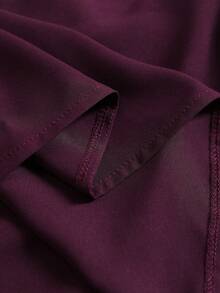 Weeklong Women's Plus Size Spring/Autumn Single Piece Lapel V-Neck Wrap Waist Flared Long Skirt High Cinched Waist Commuter Style Travel Shirt Dress Fall - Burgundy - View 6
