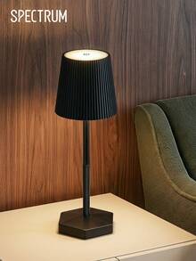 Modern Pleated Shade Table Lamp, Rechargeable Black Bedside Lamp, Minimalist Decorative Night Lamp For Living Room Bedroom Home Decor - Multicolor - View 1