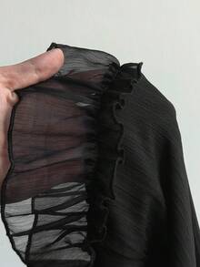 Whyspr Plus-Size Women's Ruffled Hem Bell Sleeve See-Through Halloween Goth Top Fall - Black - View 8