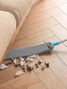 1Pc Dry Wet Fiber Duster With Extendable Handle Washable Flexible Gap Cleaning Duster Under Sofa Bed Furniture Dust Removal Tool Home Cleaning Supplies - grey - View 7