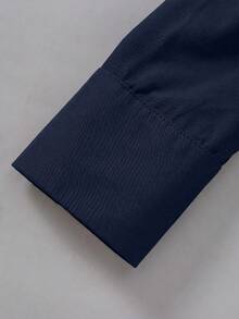 SHEIN LUNE 白色 2 合 1 襯衫連身衣，領口長袖 V 領拼接修身連身衣 - 寶藍色 - 查看 5