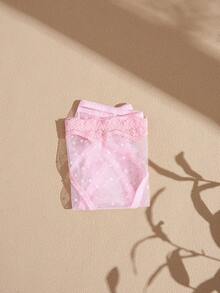 Lullawish Bohemian Sexy Lace Mesh Women's Triangle Panties - Baby Pink - View 6