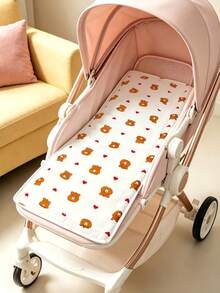 SHEIN X Care Bears 1件裝印花舒適嬰兒推車坐墊，適合男孩與女孩 - 棕色愛心熊 - 查看 1
