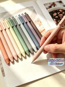 12pcs Morandi Earthy Colors Gel Ink Pen Set Retractable Smooth Writing Pastel Colored Pens Office Supplies Journaling Study Stationery Aesthetic Design For Planner Note Taking Card Making Craft Project Gift For Teacher Student Coworker - Mokadish - View 1