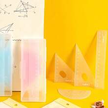 4 Set Math Geometry Tool Ruler Include Straight Ruler For Triangle Rulers Protractor Student School Office Statio. - multicolor - View 1