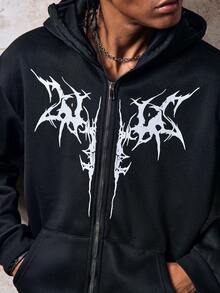 Skyrend Men Fashion Street Zip-Up Hoodie With Dual Hoods And Mask, Sweatpants Set, Fall Clothes Grunge - Black - View 8