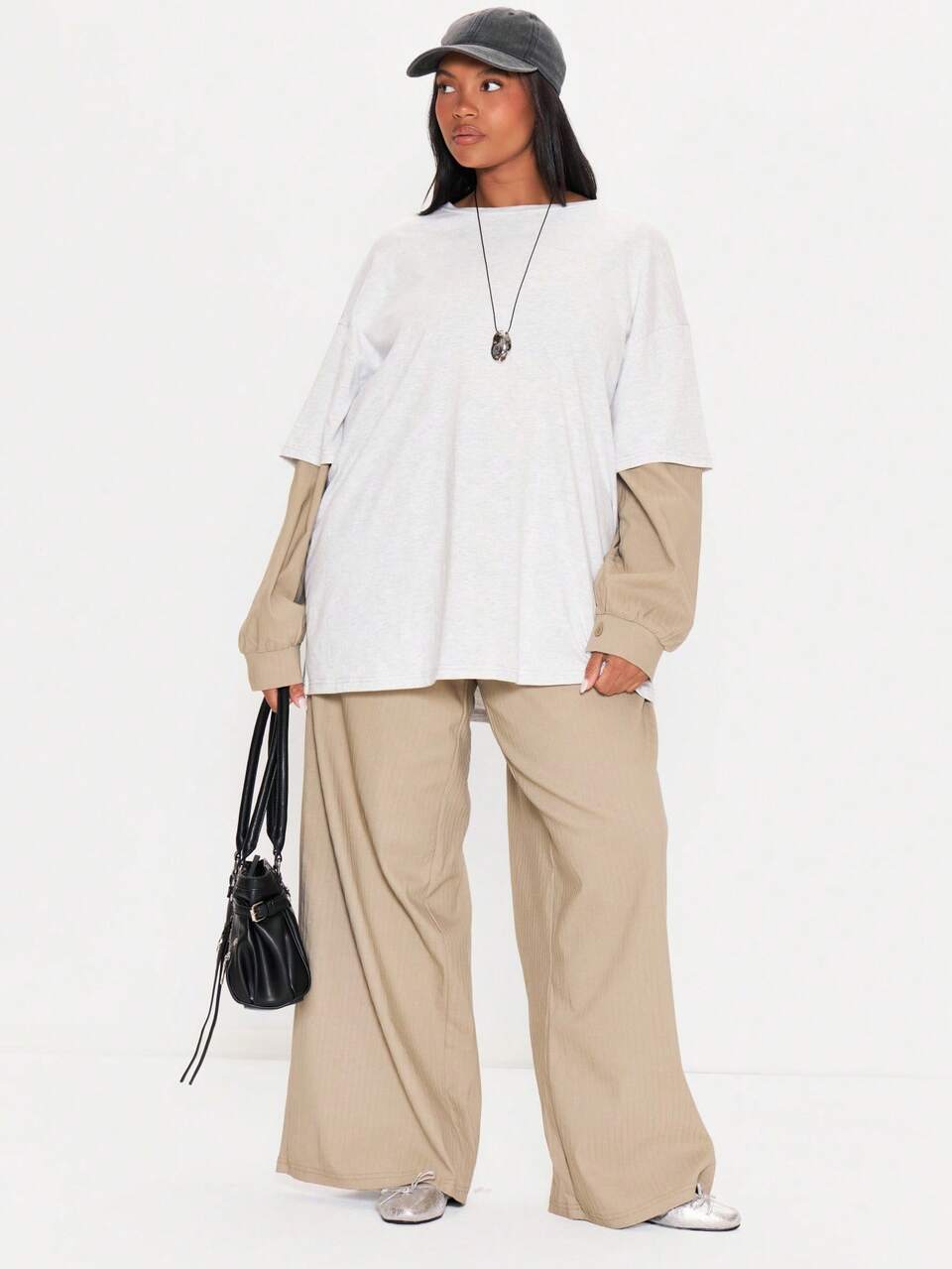 Grey Colour Contrast OvWinter Autumn Everyday Casual Going Out Weekdaze