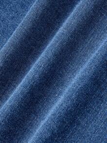 Balvessa Women's Asymmetric Collar Denim Top - Blue - View 9