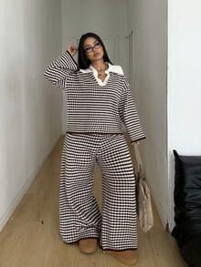 POPSWAY Women's Striped Knit Sweater Set, New Autumn/Winter - Multicolor - View 3