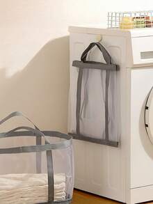 1PC Large Capacity Foldable Mesh Drying Basket With Handles Portable Rectangular Laundry Organizer Bag For Clothes Toys Accessories Quick Drying Breathable Lightweight Space Saving Collapsible For Home Travel Car Camping Closet Storage Essential - Grey - View 4