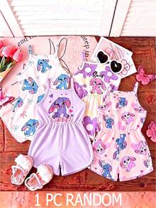 SHEIN 1 Random Piece, Girls' Summer Jumpsuit Mystery Box, Comfortable Fabric - Multicolor - View 1